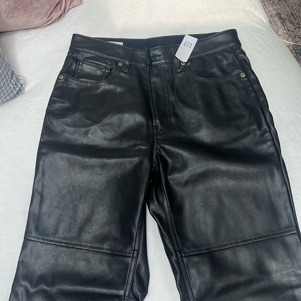 Gap High rise cheeky straight vegan leather pants